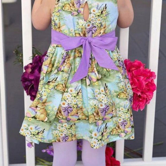 Easter Toddler Dress,  Spring Dress, Sibling Easter Dress, Bunny Dress, - Picture 2 of 3